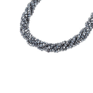 Collar de Cristal Gris de 18 Pulgadas con 4 Hileras de Cuentas Facetadas Trenzadas de Cristal de 3 mm - Product Image 3