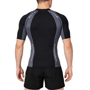 Men's Short Sleeve Rash Guard <b>Compression</b> <b>Shirt</b> for MMA BJJ Grappling Surfing Swimming Gym Training Custom Logo Wholesale - Product Image 2