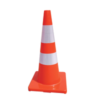 Cône de signalisation solaire robuste en PVC de 700 mm avec lumière LED stable/clignotante, surface réfléchissante prismatique, qualité ingénieur, IP68