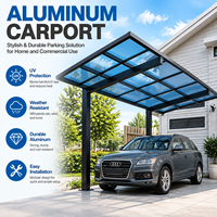 Abri de voiture moderne en aluminium pour PC avec toit résistant aux UV, structure robuste et protection contre les intempéries