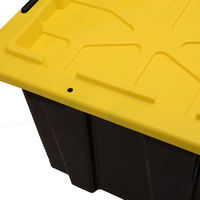 Bac de rangement en plastique PP grande capacité avec couvercle jaune, empilable, pour la logistique et le déménagement
