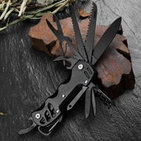 Benutzerdefiniertes Logo Multifunktions-Taschenmesser Schwarzes Klappmesser für Camping mit Schere Feile Korkenzieher Öffner Überlebens-EDC Großhandel