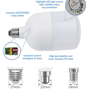 LED <b>Bulb</b> E27 Base SMD Light Source Plastic Body AC 85-265V High CRI 80 CE Certified Warehouse Use Constant Current IC Drive High - Product Image 1
