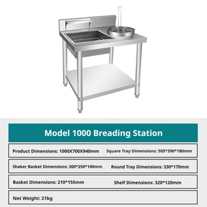 Mesa Comercial para Preparación y Empanado de Pollo Frito, Equipo para Empanizar Pollo Tipo <span class=keywords><strong>KFC</strong></span> - Product Image 6