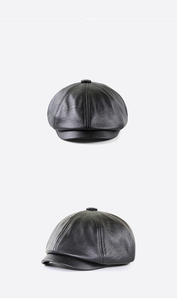 2025 nouveau Style britannique PU cuir gavroche chapeau bérets décontracté rétro Renaissance huit panneau quatre saisons unisexe pour la fête en plein air - Product Image 4