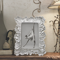 Cadre photo en résine pour photo de style vintage européen, rétro, fleur en or et argent, décoration intérieure