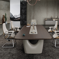 Table de conférence exécutive moderne de luxe en placage de noyer, grande taille, avec chargement sans fil, montage facile, extensible – Meilleure vente