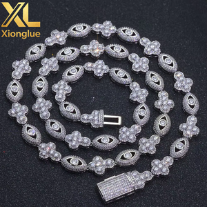 Personalized Trendy Hip Hop 10mm Eye <b>Cross</b> Necklace for Men Women Zircon-Embellished Silver Plated Link <b>Chain</b> Brass Party - Product Image 2