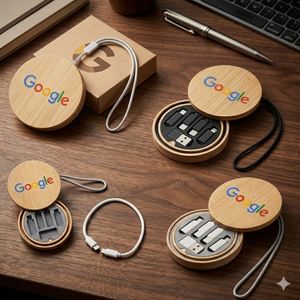 Kit de Cable de Carga con Logotipo Personalizado de Bambú Reciclado Sostenible y Ecológico 2026, Regalo Tecnológico Portátil de Viaje para la Integración de Empleados - Product Image 3