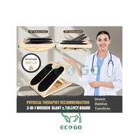 Planche inclinée en bambou 3 en 1 et planche d'équilibre à 180 ° 360 °, civière de mollet portable à angle réglable avec affiche d'entraînement Vente en gros