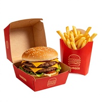 Boîte à hamburger biodégradable avec laminage mat, estampage à chaud, personnalisable, en carton ondulé de qualité alimentaire, pour frites et plats à emporter