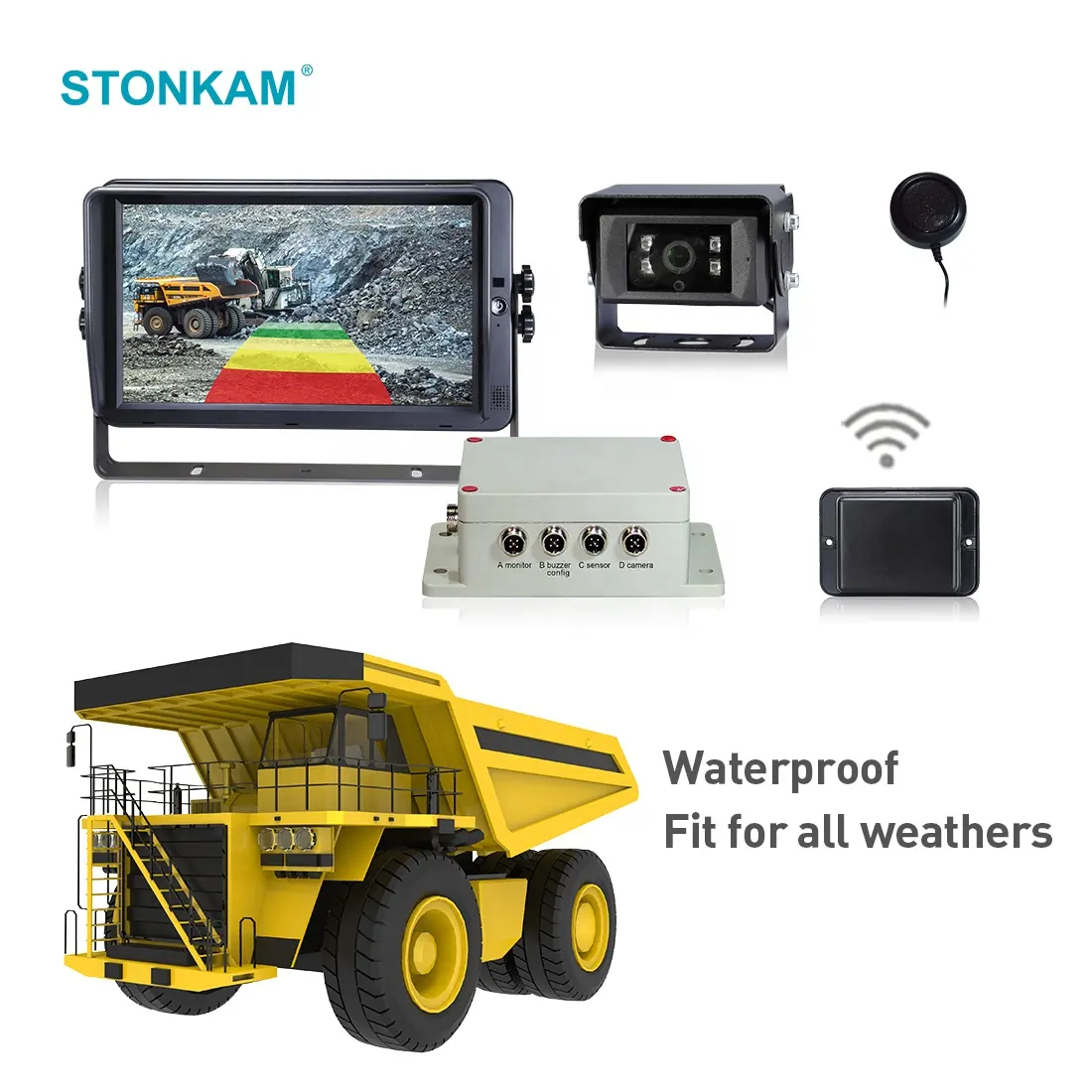 Stonkam Waterdichte Truck Parking Sensor Kit Blind Spot Detectie Systeem Voor Zware Truck Mining Truck