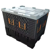 Caixa Plástica Grande de HDPE 1200x1000 para Indústria, Empilhável, Dobrável, Aninhável, com Tampa e Rodas para Armazenamento Pesado