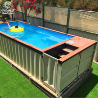 Piscine mobile préfabriquée de luxe en conteneur maritime de 20 pieds avec revêtement en fibre de verre