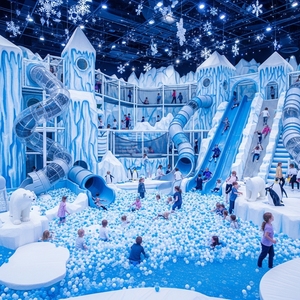 Équipement de terrain de jeux intérieur sur le thème de la neige et de la glace, château gonflable pour enfants, aire de jeux souple avec toboggan et piscine à balles, prix d'usine - Product Image 4