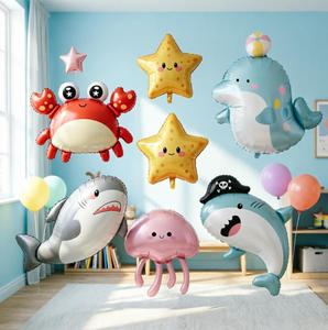 Ballons en aluminium animaux marins personnalisables <span class=keywords><strong>DIY</strong></span>, auto-gonflables, en forme de dessins animés pour l'organisation d'activités de la Journée des enfants - Product Image 2