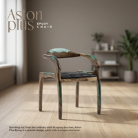 Chaise de salle à manger moderne en bois époxy avec assise rembourrée en cuir PU et design fauteuil, non pliable, pour salle à manger et mobilier de maison