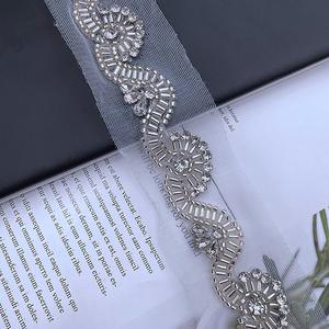 Ribete de Encaje con Cuentas de Cristal y Pedrería de 2 cm de Ancho, Diseño de Joyería para Vestidos de Novia, Cinturón de Vestido de Novia - Product Image 4