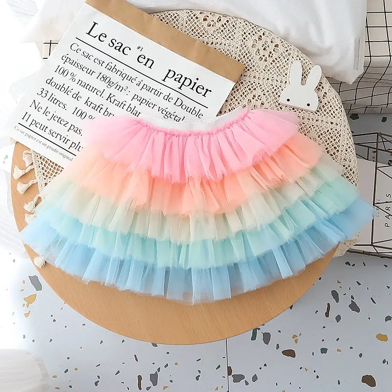 Ivy42152A Mädchen Regenbogen Puffy Tüll Röcke Baby Tutu Röcke Schöne Kinder Pailletten Stern Netter Rock