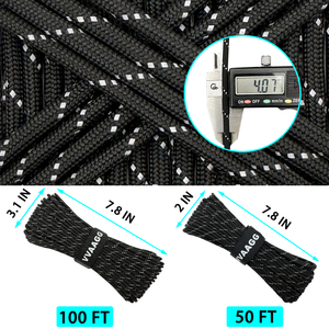 Cordon de parachute 750 lb, corde en polyester 4 mm, 50-1000 pieds, réfléchissant, pour paracorde, pour situations d'urgence, escalade, camping, randonnée - Product Image 3
