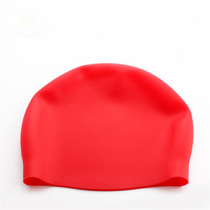 Gorro de natación de silicona unisex, color rojo sólido, flexible, para natación y deportes acuáticos - Product Image 1