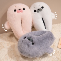 Pantoufles en peluche MYT Winter Seal - Support de cou de voyage en peluche douce (3 couleurs) Adorable coussin de cou pour enfants et adultes Cadeau