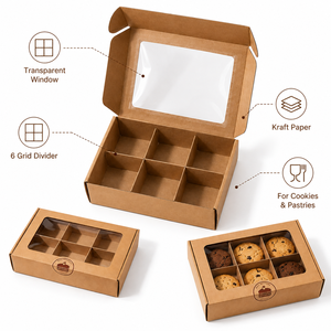 Factory Wholesale Kraft Window <b>Cookie</b> <b>Boxes</b> Custom Divider Inserts Food Grade Foldable Packaging Box Custom Logo Label Stickers - Product Image 4