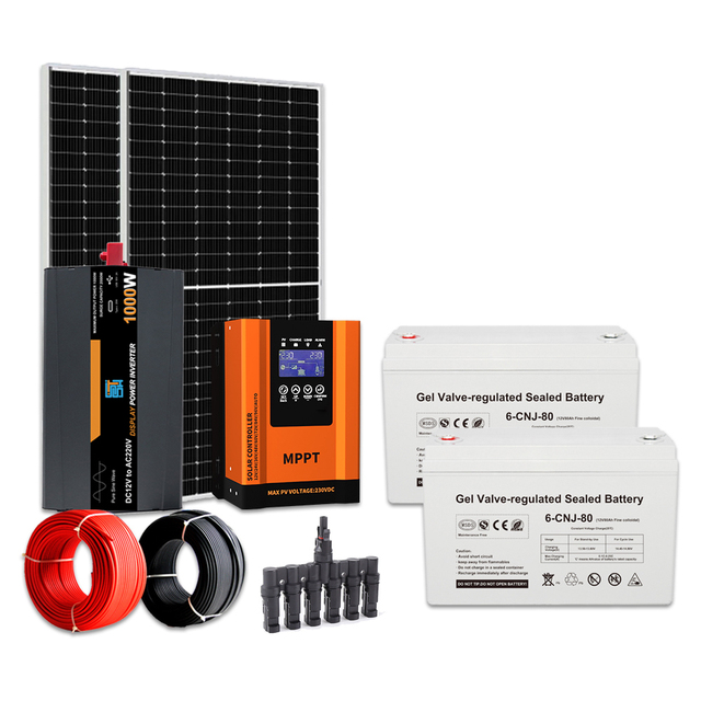 1000W Off Grid Solar Panel Kit Power Generator 1KW Hybrid Household GEL Battery Solar Energy System for Home