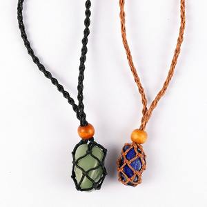 Collar SC con Soporte para Piedras Preciosas, Hecho a Mano, con Cuerda Trenzada, Ajustable, Retráctil, <span class=keywords><strong>Bolsa</strong></span> de Red, Soporte para Cristales - Product Image 6