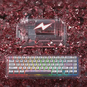 B67 Tri- Mode Wireless Pink Mechanical Keyboard RGB Hot-swappable Keyboard With Transparent SA High Sublimation Keycap For Game