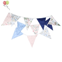 Banderas nórdicas con estampado de flores, banderines de tela hechos a mano, para cumpleaños, boda, Baby Shower, Festival, PL647