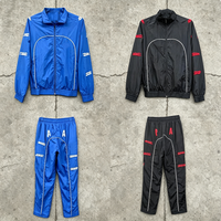 Survêtement en polyester pour homme, fermeture éclair, col montant, respirant, logo brodé 3D, style streetwear, tailles adultes