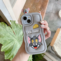 Funny 3D Cartoon Tom Cat Silicone Mobile Phone Cases pour iPhone 17 16 15 14 Pro Max Plus Phone Accessories Silicone Case Cover