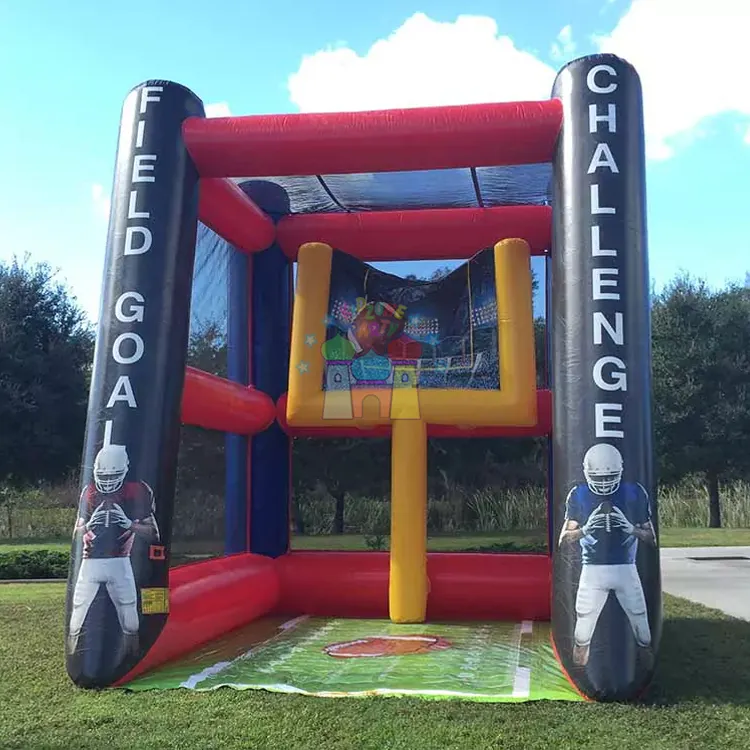 Outdoor carnival party kids shooting target juegos deportivos inflables sport games inflatable football field goal challenge