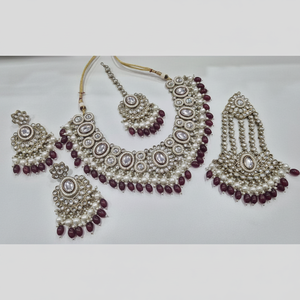 Designer Gold Plated Kundan Stone and Pearls Necklace Set Premium Fine Jewelry Ethnic and Festive Fashion <b>Accessory</b> - Product Image 2