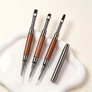 KOUYA BEAUTY Pincel de uñas de doble punta con mango de madera, pinceles de gel de doble punta para manicura, venta al por mayor para salones de uñas - Product Image 1