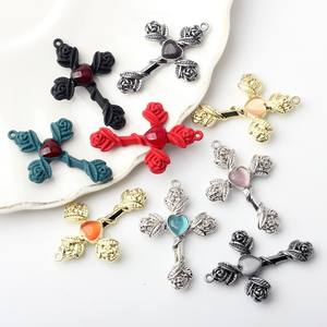 Mới Nhất Thiết Kế Chữ Thập Hình Dạng Mặt Dây Chuyền Charms Kẽm Hợp Kim Mặt Dây Vòng Đeo Tay <span class=keywords><strong>Handmade</strong></span> Tự Làm Đồ Trang Sức Phụ Kiện - Product Image 3