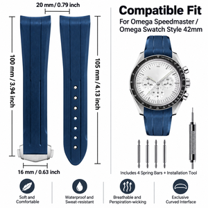 Correa de Silicona de 20 mm para Reloj <span class=keywords><strong>Omega</strong></span> Speedmaster y <span class=keywords><strong>Omega</strong></span> <span class=keywords><strong>Swatch</strong></span> para Hombre, con Correas de Muñeca de Goma Suave de Lujo, Resistentes al Agua - Product Image 5