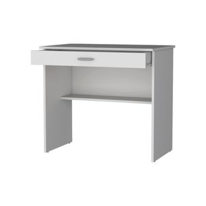 Mesa de ordenador blanca moderna DB, escritorio de oficina sencillo con cajón y estante, escritorio de almacenamiento de madera - Product Image 3