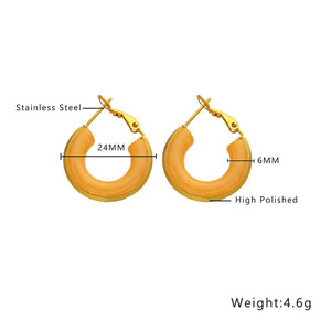 Pendientes de gota de agua de aro cuadrado de resina plástica teñida de colores estéticos INS clásicos chapados en oro de 18 quilates para amantes del estilo europeo americano - Product Image 6