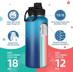 Wholesale Promotion Tumbler Cups Thermal Insulation 1000ml <b>Double</b> <b>Wall</b> Stainless Steel Sport Water Bottle Custom Logo Camping - Product Image 2