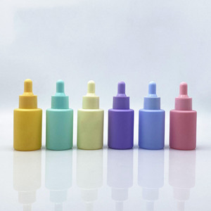 Flacone contagocce in vetro con scatola da 30ml spalla piatta ambra verde viola giallo blu <span class=keywords><strong>rosa</strong></span> per capelli smerigliati olio essenziale - Product Image 1