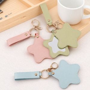 Creative Pu <b>Star</b>-Shaped Pendant New Five-Pointed <b>Star</b> Leather Keychain Portable Cute <b>Mirror</b> - Product Image 1