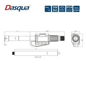 A proteção de Dasqua IP54 contra a água líquida prova Digitas 3 aponta o micrômetro interno com função absoluta
