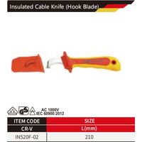 Couteau à câble isolé WEDO GS certifié VDE, qualité industrielle, en acier et PP, avec lame à crochet rouge et jaune, modèle IN520F-02