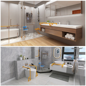 Barras de apoyo ZS para lavabo, de plástico y acero inoxidable, antideslizantes, montadas en la pared, para personas mayores y discapacitadas, diseño moderno - Product Image 2