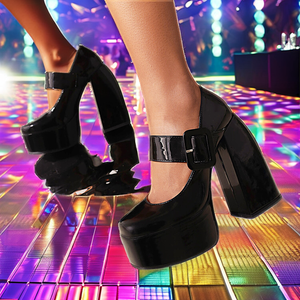 Zapatos de Plataforma con Tira Cruzada en el Tobillo, Elegantes, 1 Par, Punta Cerrada, Calzado de Mujer, Tacones de Bloque, Forro de PU, Antideslizantes, Primavera Verano - Product Image 2