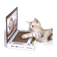 Planche à gratter réversible pour chat pour ordinateur portable avec souris moelleuse