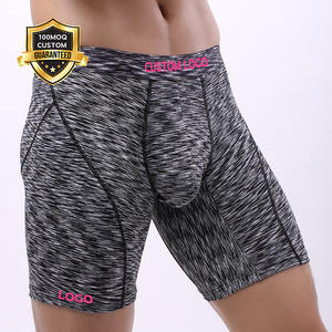 Pantalones cortos de compresión atléticos para hombre, calzoncillos bóxer de pierna larga de nailon transpirable con logotipo personalizado, bañadores deportivos, ropa interior con logotipo, Calzoncillos largos - Product Image 1