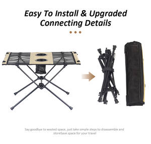 Outdoor Fabric Folding Picnic <b>Tables</b> Ultralight Compact Portable Aluminum Mesh <b>Camping</b> <b>Table</b> With 2 Cup Holder - Product Image 4